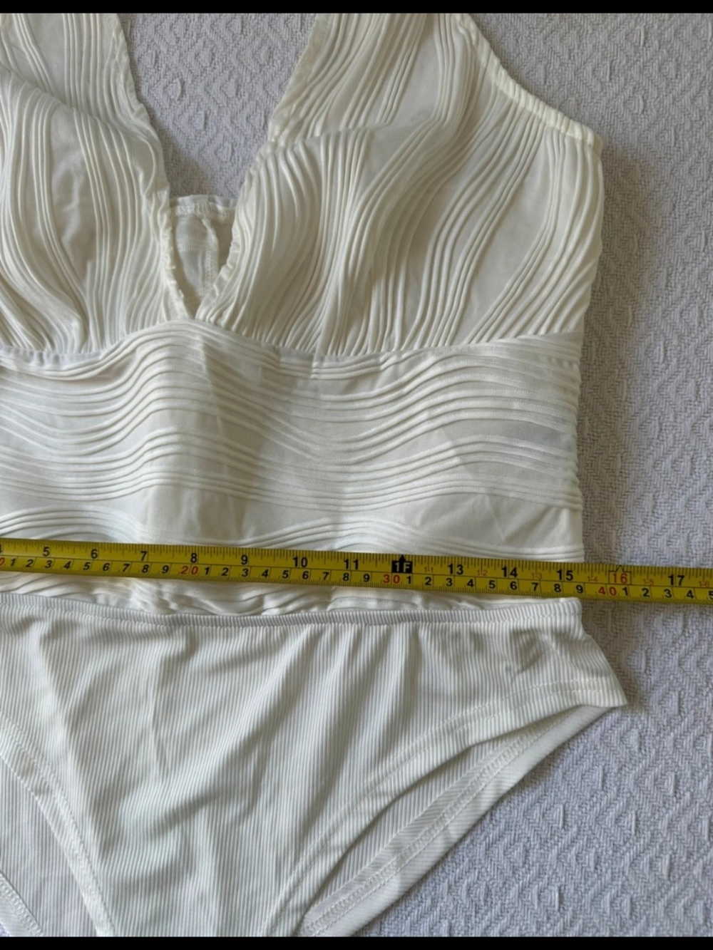 Sheer Textured Bodysuit Shein XL V Neck Halter 3D White Snap Closure Adjustable - Picture 6 of 13